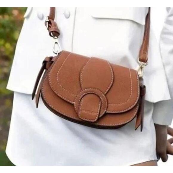 NWT Rachel Zoe Edessi Vegan Leather Crossbody Shoulder Belt Bag Cognac Brown - Picture 2 of 4